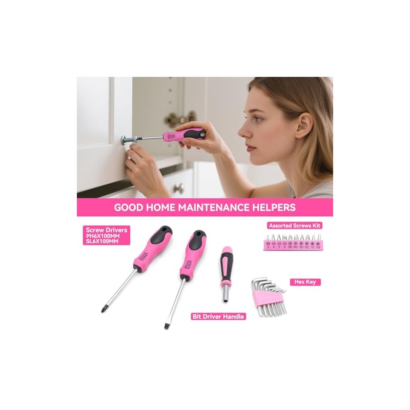 Pink Tool Kit 69 Piece Tool Kit for Women Small