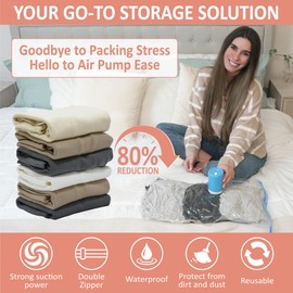 16 Pack Travel Vacuum Storage Bags with Rechargeable Wireless Electric Pump for Luggage, Suitcase, Carry-on Size Vacuum Seal Compression Space Saver Bags for Clothes and Clothing Travel
