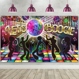 Disco 70s Theme Party Decorations Back to 60s 70s 80s 90s Let's Boogie Disco Dancing Night Photography Photo Booth Background Disco Birthday Party Supplies, 72.8 x 43.3 Inches