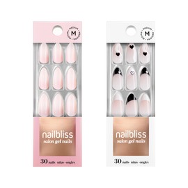 Dashing Diva Nailbliss Gel Manicure Bundle - Queen of Hearts Collection - Salon Quality, Easy to Apply and Chip Resistant - Contains 2 Sets of 30 Medium Length, Almond Shaped, Glue On Gel Nails