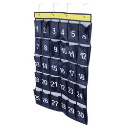 30 Numbered Pockets, Classroom Bag, Chart Hanging Pocket Organiser for Mobile Phones and Calculator for and Wall Storage Bag