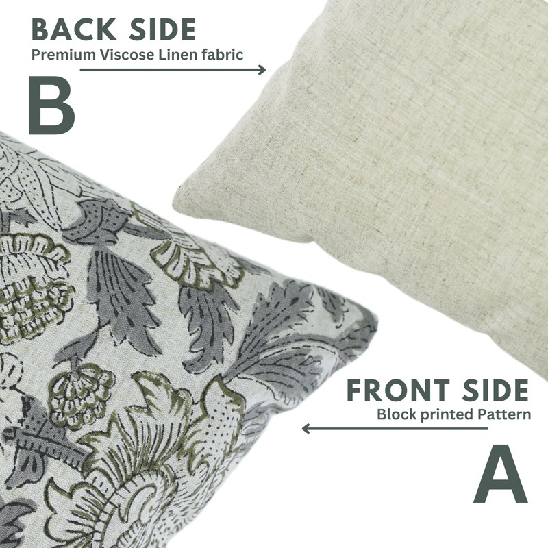 Fabritual Handmade Block Print Decorative 20X20 Inches Throw Pillowcase Cushion