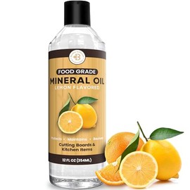 Food Grade Mineral Oil for Wood Cutting Boards - 12 oz Lemon Flavored Butcher Block Oil, Cutting Board Oil + Wood Conditioner for Bamboo, Teak, Utensils, Marble, Soapstone, Made in USA by Bambüsi