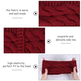 Winter Knitted Headband - Women Ear Warmer Chunky Crochet Braided Hair Band Wraps Turban Sports Yoga Hairband Fleece Lined Elastic Wide Headbands for Women UK (red-B)