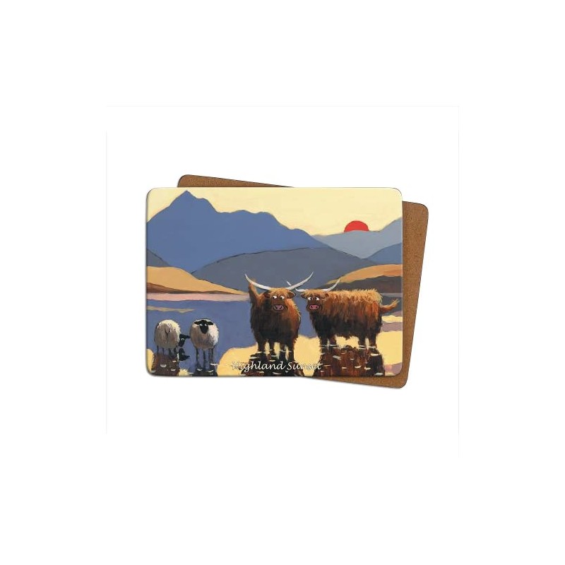 Thomas Joseph Highland Sunset Table Mat Sheep Gift