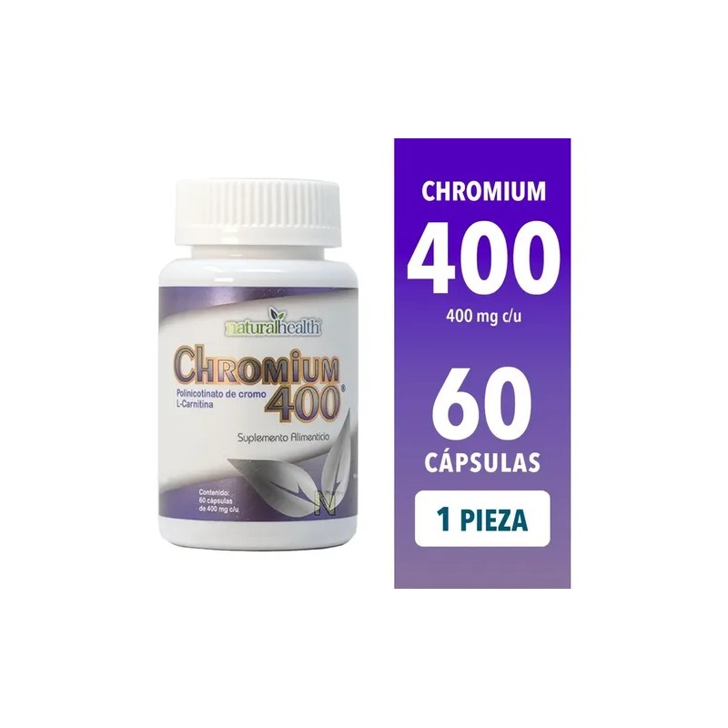 Chromium 400 Cromo Naturalhealth 60 Cápsulas 400 Mg Sabor Natural