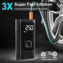 Tire Inflator Portable Air Compressor, 150PSI & 4500mAh Electric Wireless Air Pump for Car Tires, Portable Air Pump with LED Light and Digital for Car Motorcycle Bike Ball