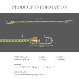 Bailinks 10" (25cm) Bungee Cords With Hooks, 10 Pack Mini-Rope Luggage Rope Bungee Straps,Bundle of Elastic Straps Fixed Elastic Rope, Elastic Safety Cord with Pull Hook (Colorful 1)