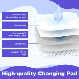 PLMMOUT 100 Pack Disposable Changing Pads,Large Leak-Proof Diaper Pad,Waterproof Diaper Changing Pad,Breathable Large Baby Disposable Underpad,Ultra Absorbent,17 X 13 Inch
