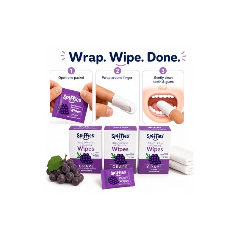 Toothwipes, Grape Wipes, 20-Count ( Pack of 3) ( Pack