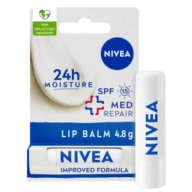 NIVEA Repair & Care Lip Balm SPF 15 (4.8g), Lip Care with Natural Origin Ingredients, Shea Butter, and Vitamins, Relieves Chapped Lips with 24h Moisture