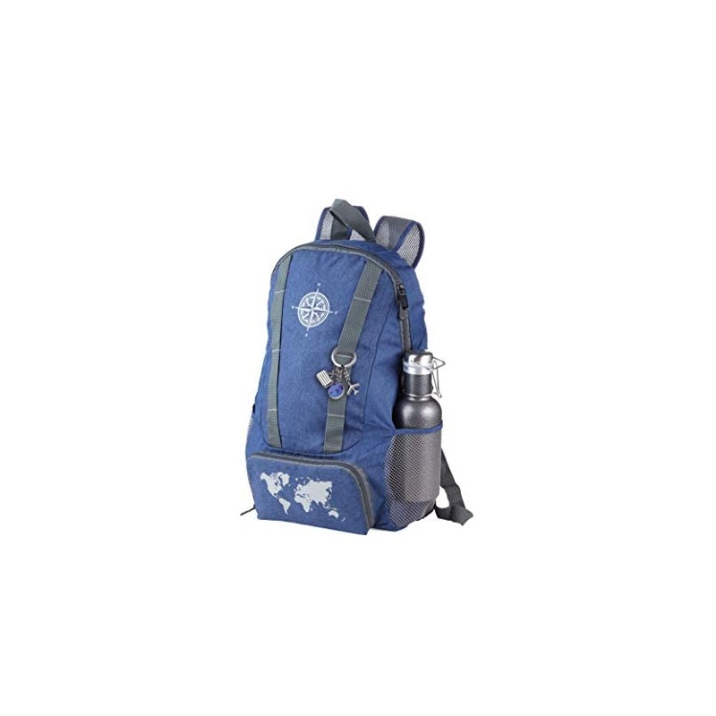TROIKA WELTENBUMMLER -TB-RUC45/DB Foldable Daypack, Lightweight Mesh Pockets on Both