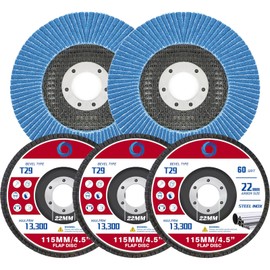 Beliiant Abrasive Flap Discs,5 Pack,Premium 4.5" x 7/8" Type 29 High Density Zirconia Flap Sanding Discs 4-1/2 Inch for Angle Grinder,Grinding Wheels & Discs,Sanding Discs for Wood & Metal.(60 Grit)