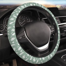 Ferns Sage Green Steering Wheel Cover for Women Girls Men, Universal 15 Inch Anti Slip Cute Steering Wheel Protector Car Accessories Interior for Auto Truck SUV