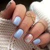 Short Press on Nails Square Fake Nails with White Flower