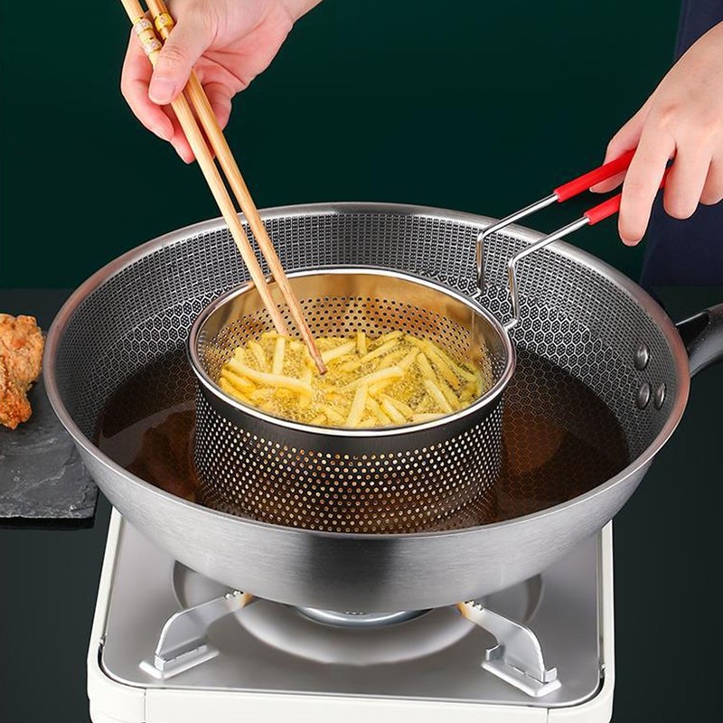 Deep Fryer Basket Round 304 Stainless Steel Fry Baskets With