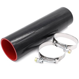 Taigoehua ID 3inch 4-Ply Straight Coupler Silicone Hose 5mm Thickness 12inch Length With 2 X Stainless Steel T-clamps (3inch(76mm))