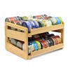 MinBoo Adjustable Can Organizer Rack, Two Tier Bamboo Stackable FIFO