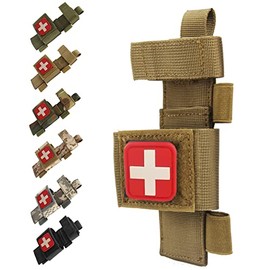 Tactical TQ Tourniquet Pouch Holder, Molle Shear Pouch Tourniquet & Trauma Medical Shear Pouch Molle PALS Belt Loop EMT Tools Pouch EDC Tactical Gear Holder(Tan)