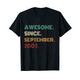 18 Years Old Awesome Since September 2007 18th Birthday T-Shirt