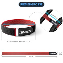 Bicycle Carrier Straps, 4 Pack Trilancer Adjustable Bicycle Stabilizer Straps, Tie Down Straps with Hook and Loop for Car and Wall Mount for Transport and Storage, Red (65 cm x 3.8 cm)