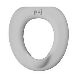 Puj Easy Seat - Toddler Potty Training Ring With Splash Guard, Soft and Durable Toilet Seat for Home and Travel, 11.5 x 11 Inches, Grey