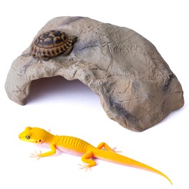 Kheprilat Hide Resin Cave Shelter for Ball Python, Lizard, Leopard Gecko, Bearded Dragon, Terrarium Habitat Decoration (Faux Mud Color, Small)