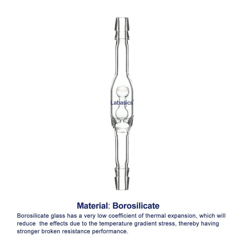 Labasics Glass Check Valve, Borosilicate Glass Check Valve with Dual