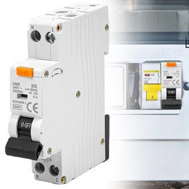 Asfrode FI Circuit Breaker, B16 1P+N 6kA FI/LS Switch 230V 30mA Circuit Breaker 2-Pin Residual Current Circuit Breaker FI Switch with RCBO Type A Curve B DIN Rail Mounting