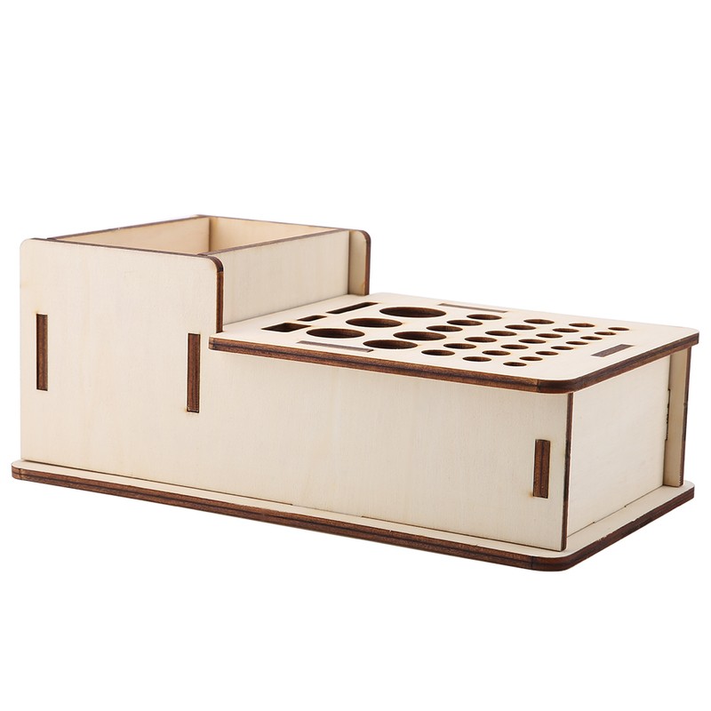 Multi Hole DIY Craft Tool Storage Wooden Holder Basswood Leather