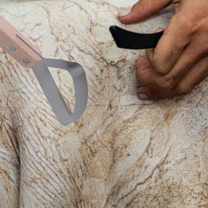 Pelt Scraper Fleshing Tool, Fleshing Knife Leather Making Tools Stainless