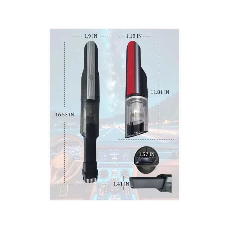 Wireless Red Car Handheld Vacuum Cleaner Strong Suction Mini Rechargeable