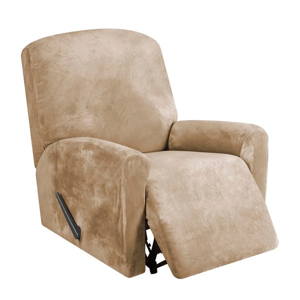 FestiCorp Recliner Chair Covers Real Velvet 4-Pieces Recliner Covers for