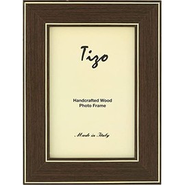 Tizo 5 x 7" Inch Double Gold Border Wood Brown Picture Frame