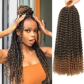 Passion Twist Hair 2 Packs 18 Inch Passion Twist Braiding Hair Water Wave Crochet Braids Hair Extensions Bohemian Hair Braids Passion Twist Hair Ombre Honey Blonde (18 Inch, T1B/27)