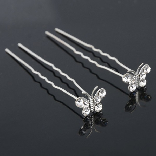 Vpang 20 Pcs Wedding Bridal Rhinestone Crystal Hair Pins Clips Women Headwear Wedding Decorative Hair Accessories (Butterfly)