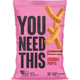 YOU NEED THIS Cinnamon Churro Puffs, 4oz Bag, Pack of 6