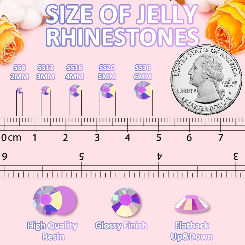 3000Pcs 5mm Resin Jelly Rhinestones with 3Pcs 10ml B7000 Jewelry