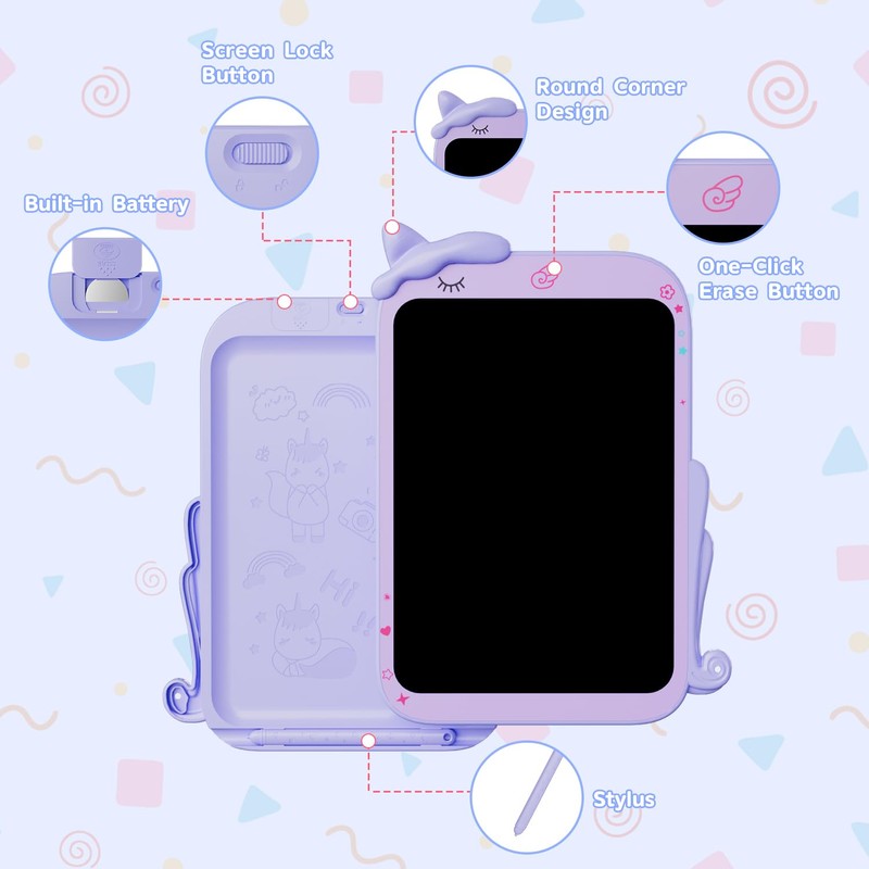 Electight LCD Writing Tablet for Kids, 10 inch Drawing Pad(Purple)