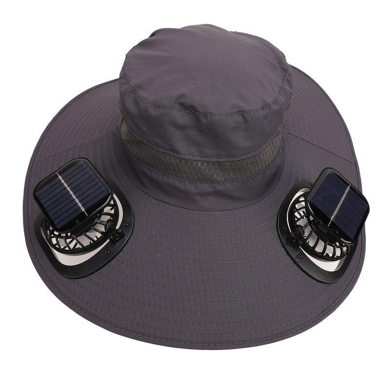 Solar Fan Hat Large Brim Quick Dry Breathable 3 Speeds