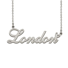 HUAN XUN Initial Name Necklaces Silver for Women London Necklace Heart Pendant Jewelry for Christmas