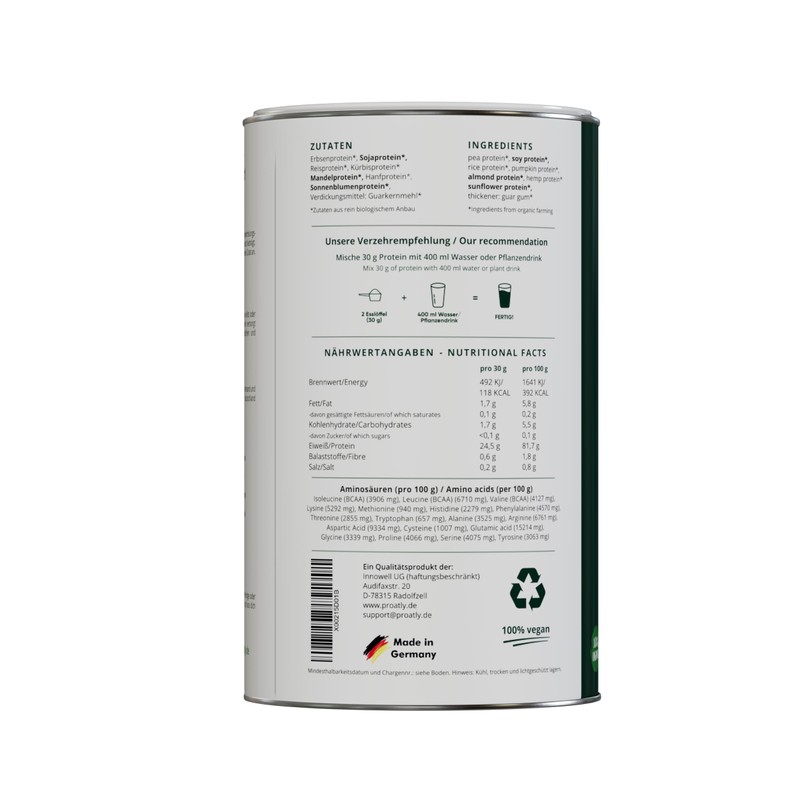 Vegan Organic Protein by PROATLY | Flavour: Neutral | Multi-Component