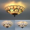 Skyweel Tiffany Style Ceiling Light Vintage Stained Glass Flush Mount