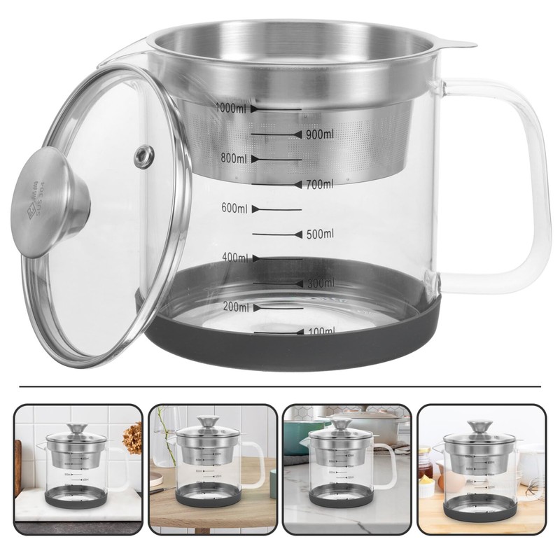 Luxshiny Soy Milk Filter Pot 1L Glass Container with Fine