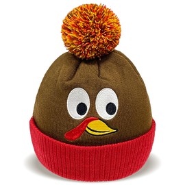 Asekonc Thanksgiving Turkey Beanie Hats Knitted Turkey Hat for Adult Turkey Trot Running Costume for Thanksgiving Party