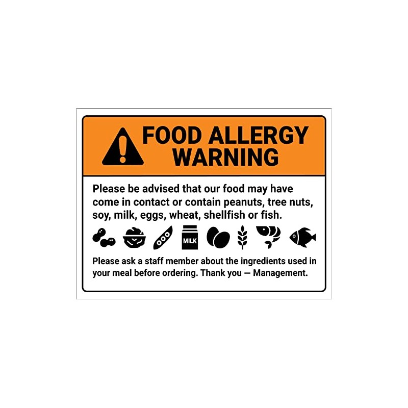 Food Allergy Warning Symbols Sign Metal Tin Sign 12x16 Inches