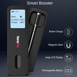 TheronPro Digital Meat Thermometer - True Wireless Meat Thermometer, Smart Meat Thermometer for Oven and Smoking, Bluetooth Meat Thermometer with LCD Display for Cooking and BBQ