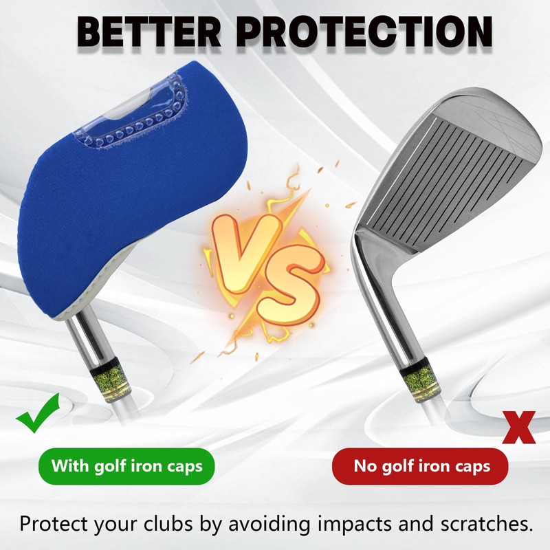10Pcs Golf Covers Golf Wedge Headcovers Golf Club with See