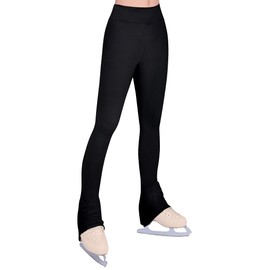 Ice Skating Leggings for Girls Size 11-12 Years Old Black Elastic Soft Teens Flared Pants Bell Bottoms for Kids Ice Sports