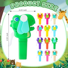 Kittmip 24 Pack Mini Portable Fans with Cards Gifts Cute Animal Fruit Ice Cream Handheld Press Cooling Fans for Summer Birthday Party End of the Year Pool Outdoor Activity Prize Exchange(Animals)